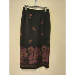 Vintage Womens Western Paisley Print Midi Column Skirt‎ S Bohemian Folk